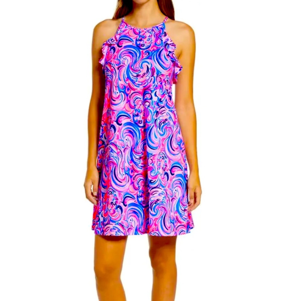 Lilly Pulitzer dress Billie Halter. Fabulous print Razz Berry Flamingoals EUC